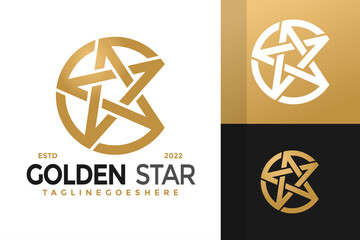 Letter C Golden Star Logo Design, brand identity logos vector, modern logo, Logo Designs Vector Illustration Template