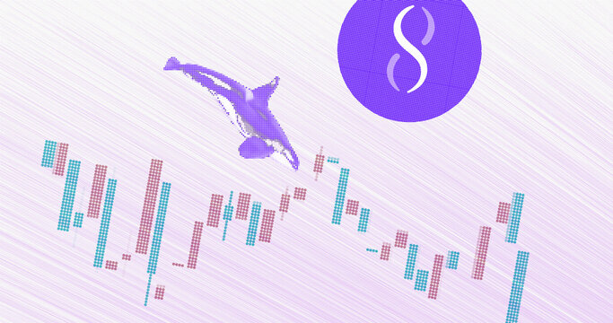 November 11th 2022, London UK. An import move of SingularityNET (AGIX) coin is analyzed. Illustration of a whale diving into a exchange graph to invest