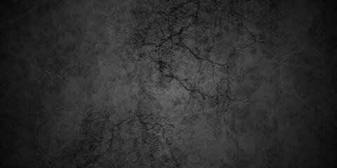 Black stone wall cracked concrete grunge texture and backdrop background anthracite panorama. Panorama dark grey black slate background or texture.	
