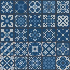 blue and white geometric seamles vector tiles pattern 5x5