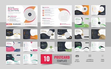 Corporate real estate postcard template vector design, real estate brochure design, cover, annual report, poster, postcard design bundle