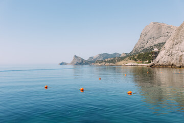  Beautiful calm summer sea Landscape with deep blue water