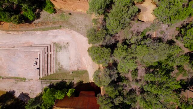 Top down Aerial of the mine 'Mine de Bruoux" in southern France.