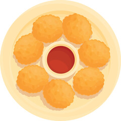 Ketchup croquette icon cartoon vector. Fried dish. Snack food