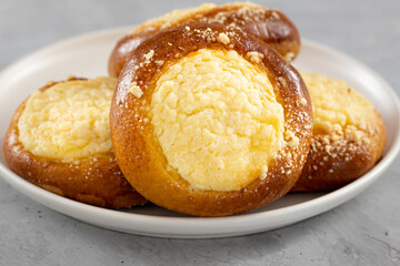 cheesecake with streusel on a concrete background