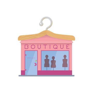 Flat design isolated fashion store. Cute boutique building vector illustration