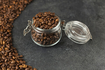 coffee beans in a jar