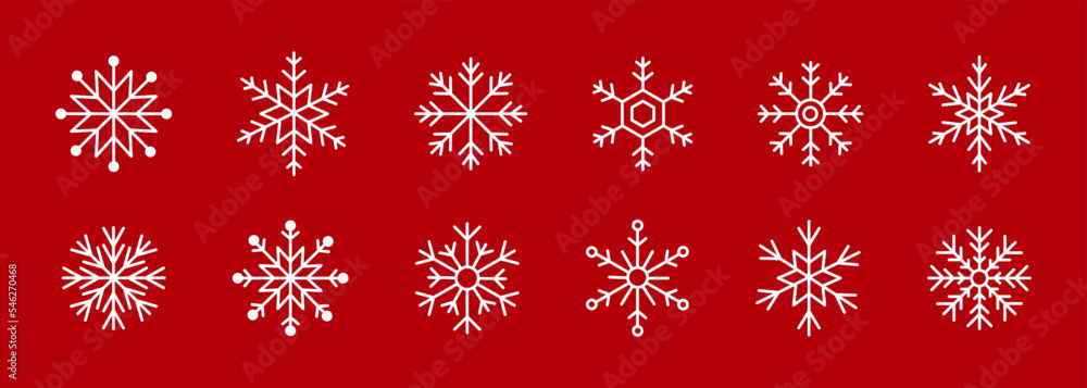 Poster snowflake icon set. flake crystal. snowflake winter collection
