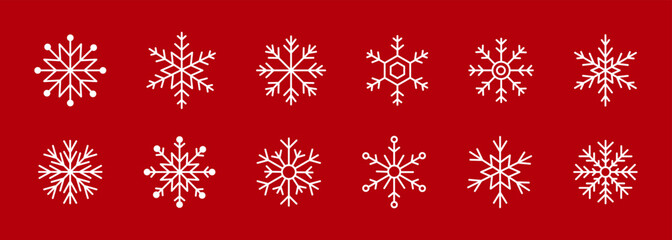 Snowflake icon set. Flake crystal. Snowflake winter collection