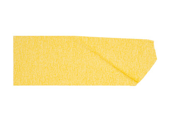 painter's tape, yellow, macro, isolated on a white background. Strips of yellow masking tape on white background. Set of adhesive tape strips. Painter's tape isolated on white.