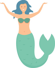 Green mermaid icon cartoon vector. Cute girl. Princess summer