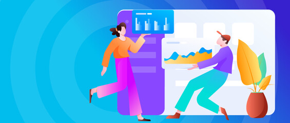 Business work character flat vector concept operation illustration
