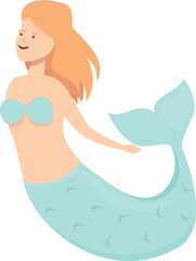 Swim mermaid icon cartoon vector. Cute sea girl. Princess hair