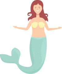 Water mermaid icon cartoon vector. Cute girl. Underwater pretty