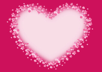Pink Sakura flowers on heart frame vector.