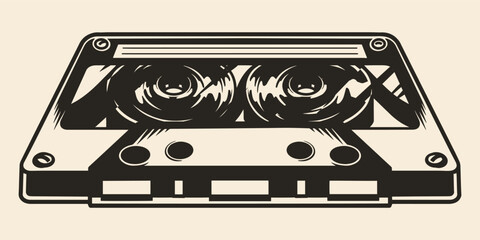 Tape cassette sketch vintage monochrome