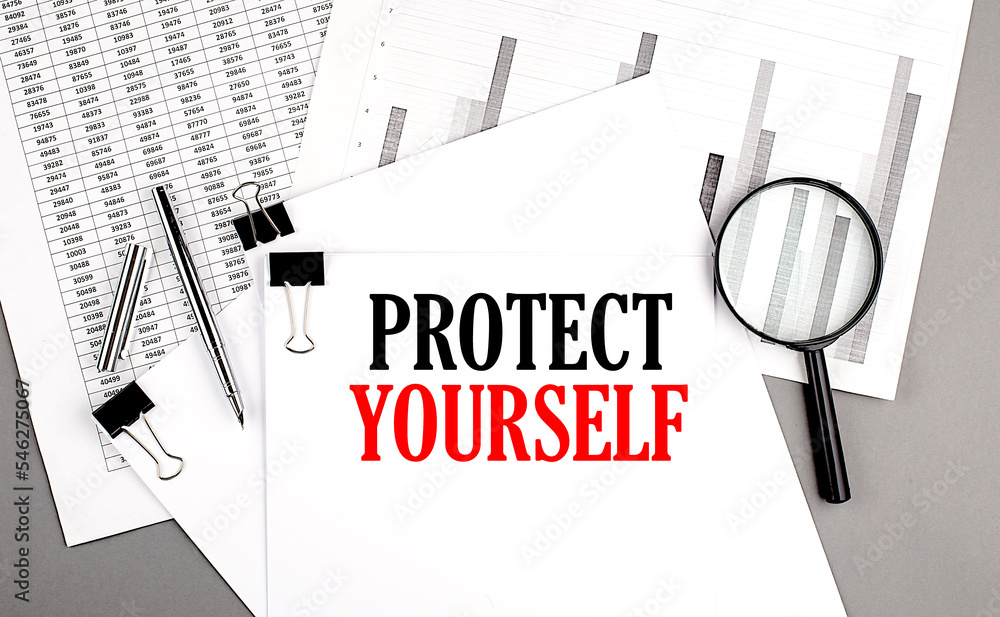 Poster protect yourself text on paper on chart background