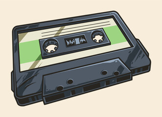 Music cassette vintage colorful emblem