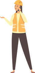 Engineer phone call icon cartoon vector. Woman worker. Work professional