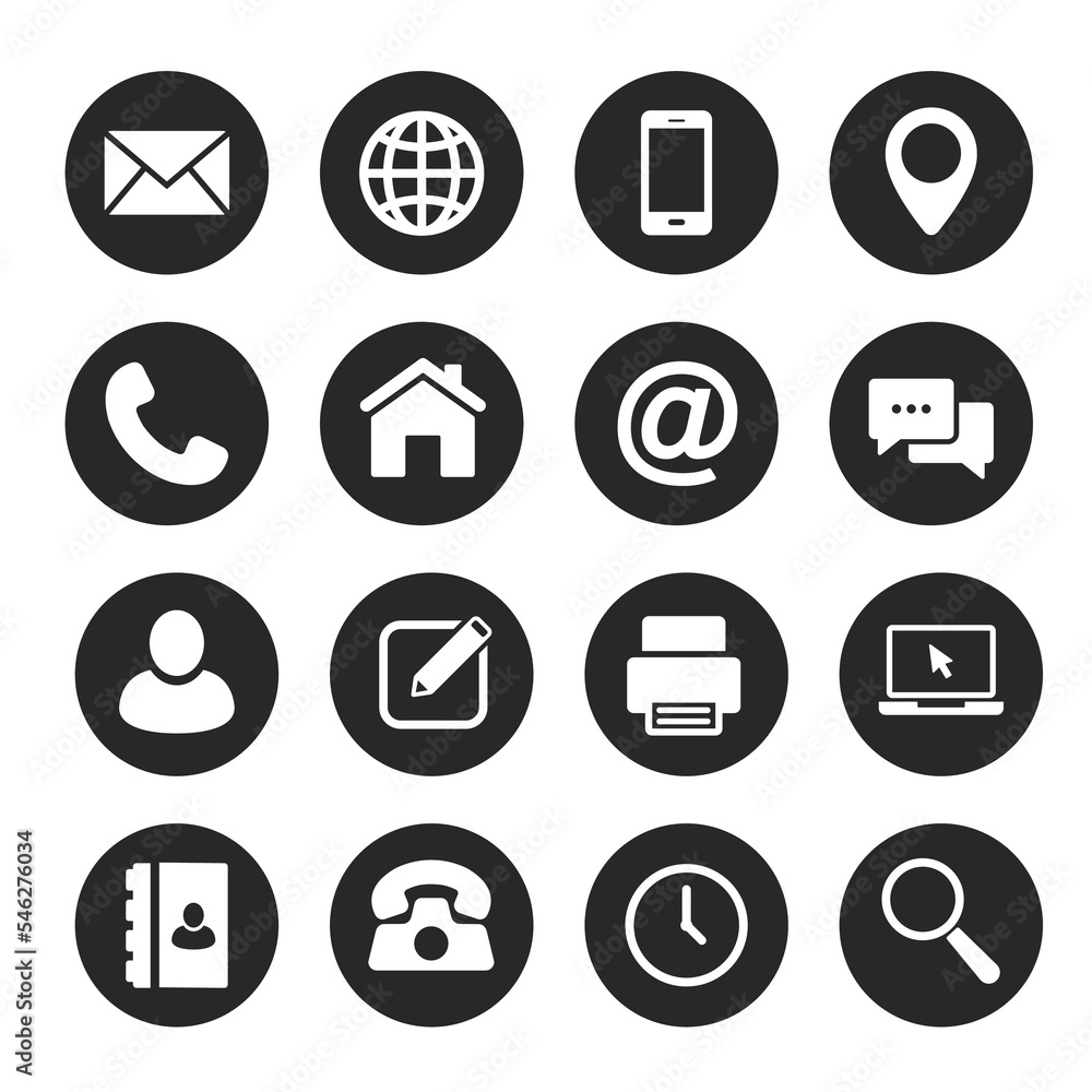 Wall mural contact and web icons set. communication icon symbol