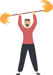 Fire barbell icon cartoon vector. Fire show. Fun fakir