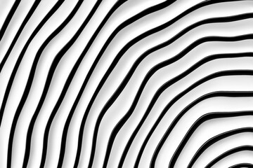 Luxury background with black and white marble waves. Vector geometric 3d pattern. Elegant minimalist wallpaper or banner design. Dark curved lines on a light background with shadows.