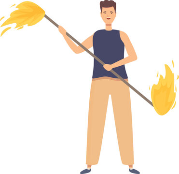 Circus fakir icon cartoon vector. Fire show. Fun event