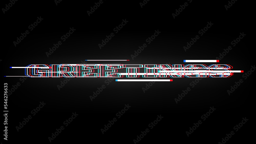 Poster cyberpink style vector line greeting typography with glitch effect