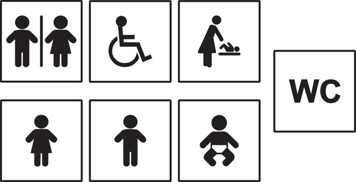 Iconos vector de simbolos de ba&ntilde;o 
