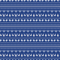 Blue Vector winter sweater textured repeat pattern background