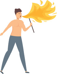 Big flame icon cartoon vector. Fire show. Flame event