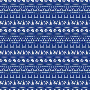 Blue Vector winter sweater textured repeat pattern background