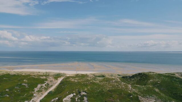 drone view of low tide in sylt, germany