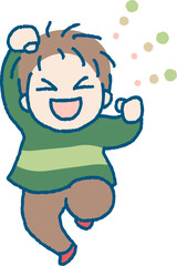 喜ぶ男の子のイラスト