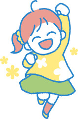 喜ぶ女の子のイラスト