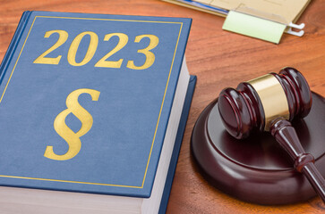 Gesetzbuch mit Richterhammer - 2023