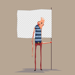 man with an abstract flag. Vector character