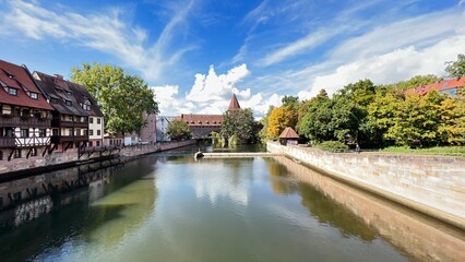Fototapeta na wymiar Bridge Over ‎⁨Pegnitz⁩ River Nuremberg⁩, ⁨Bavaria⁩, ⁨Germany⁩