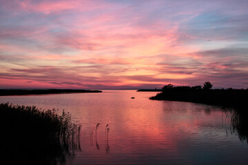 Fototapeta na wymiar Magic evening colourful sunset sky