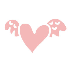 Valentine Doodle Heart with angel wings 