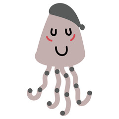 cute octopus childish hand drawn illustration