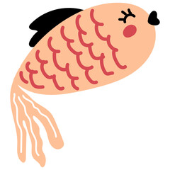 cute fish childish hand drawn illustration