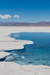 Salinas Grandes salt flat desert in provinces of Salta and Jujuy, located in the  Puna of Atacama, Northwest Argentina.