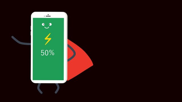 A charging phone with the superman cape