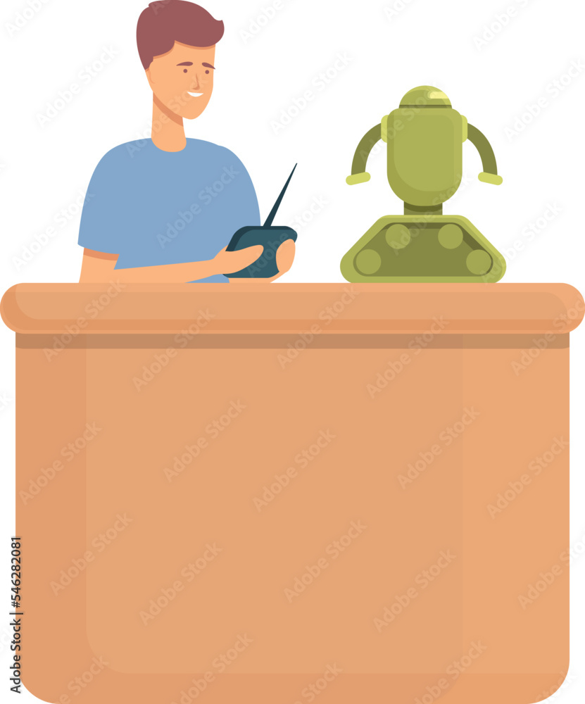 Aufkleber robot program icon cartoon vector. kid education. engineer science