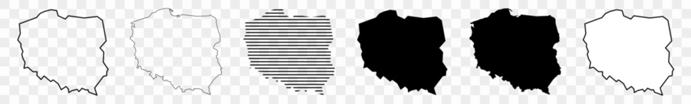 Fototapeta Poland Map Black   Polish Pole Border   State Country   Transparent Isolated   Variations