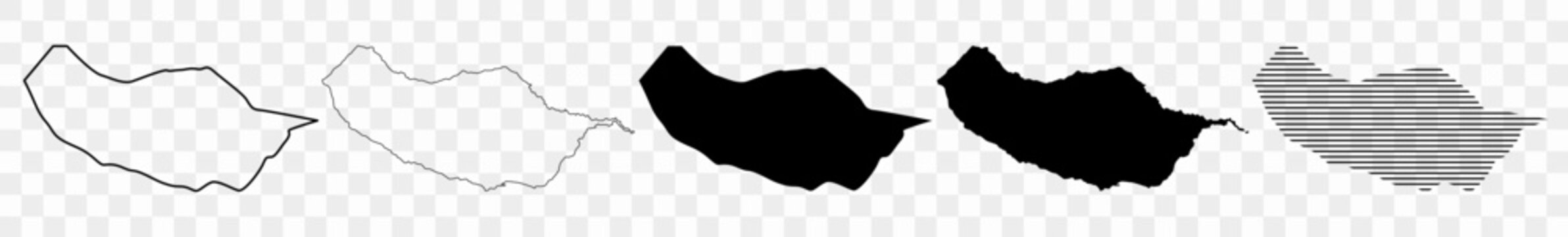Madeira Map Black | Border | Portuguese Island Portugal | Transparent Isolated | Variations