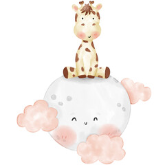 Baby Giraffe watercolor illustration