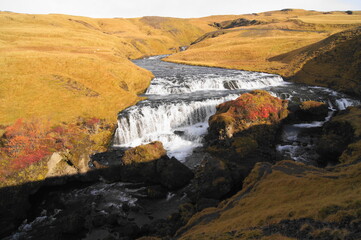 Fototapeta na wymiar Skogafoss Waterfall (60m drop and 25m wide), Iceland