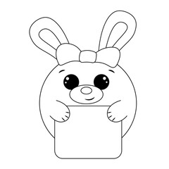 Cute Rabbit with poster without text in black and white for congratulation